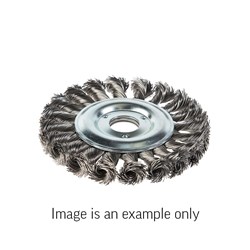 Wheel Brush Twist Knot Stainless Steel 0.5mm Wire x 100mm Dia x 16mm Bore - Boxed